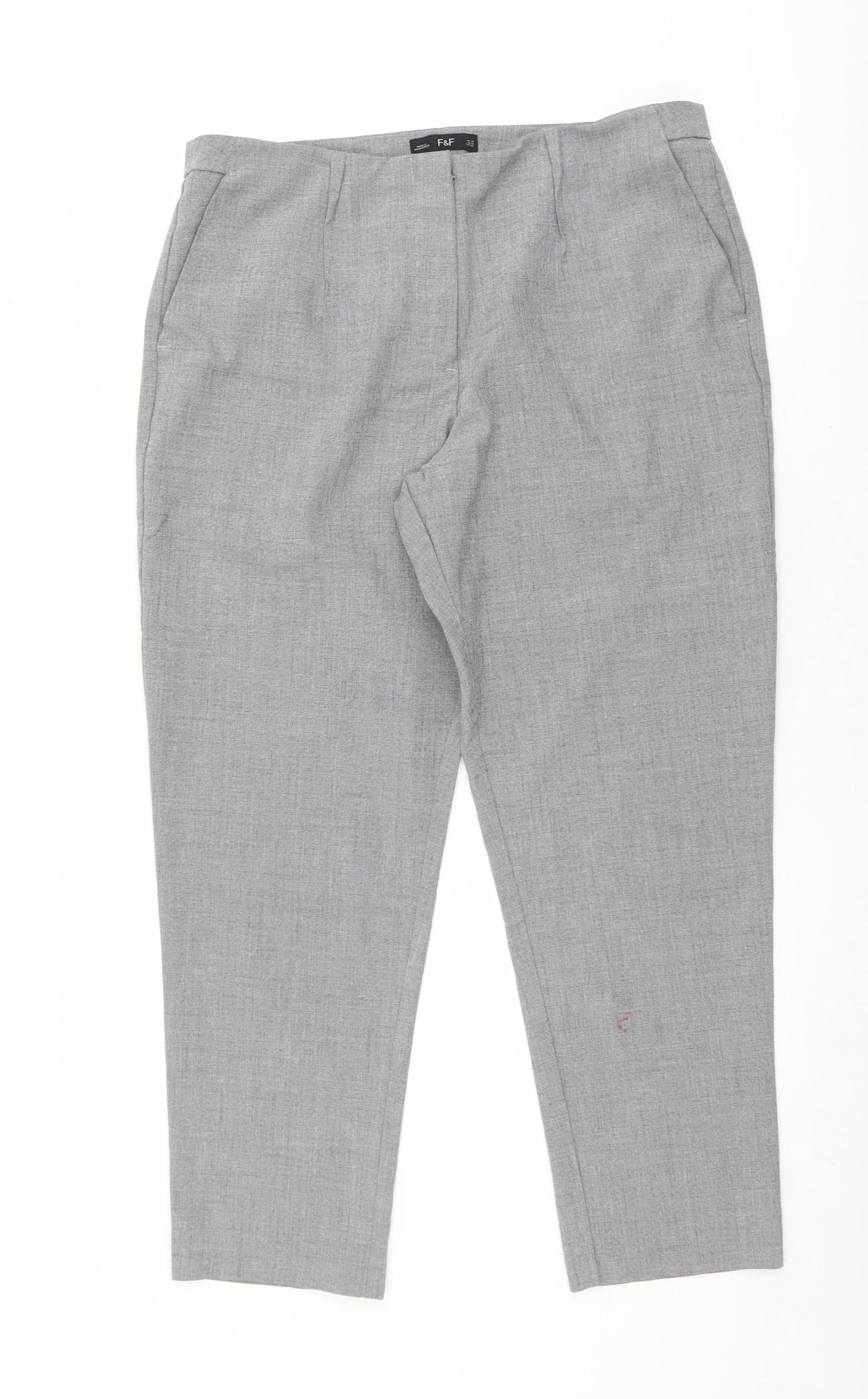 F&F Womens Grey  Polyester Dress Pants Trousers Size 14 L27 in Regular Zip