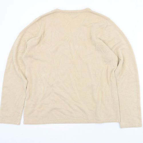 BM Womens Beige V-Neck  Acrylic Pullover Jumper Size M