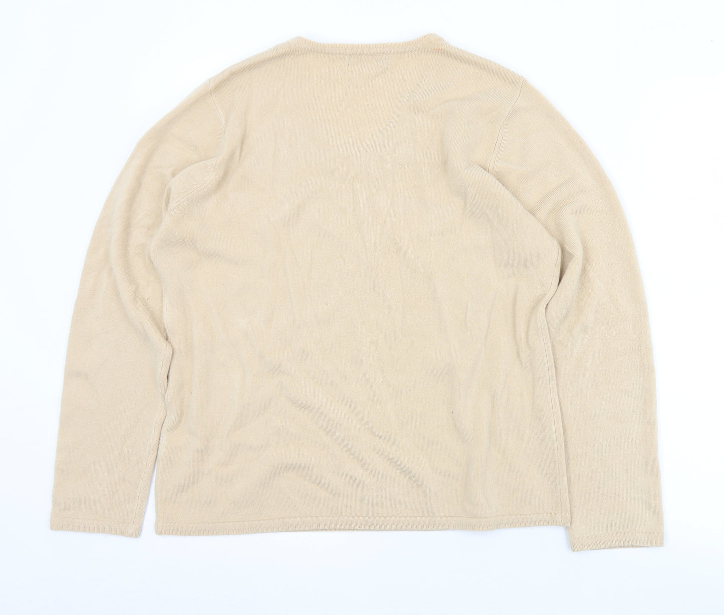 BM Womens Beige V-Neck  Acrylic Pullover Jumper Size M