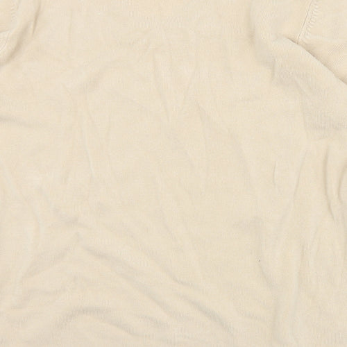 BM Womens Beige V-Neck  Acrylic Pullover Jumper Size M