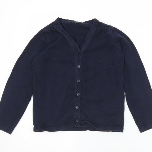 F&F Girls Blue V-Neck  Acrylic Cardigan Jumper Size 8-9 Years  Button