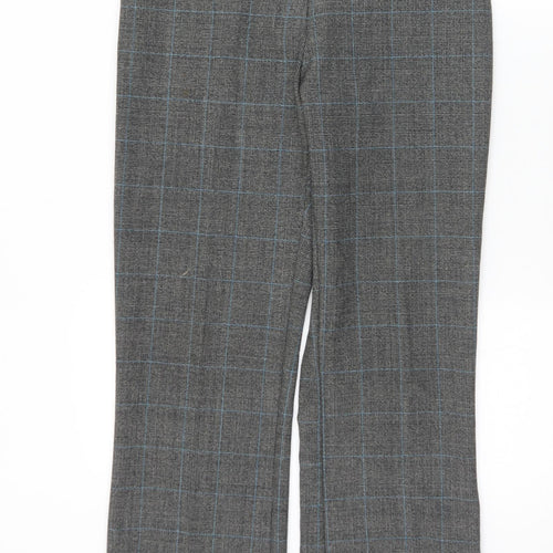 Preworn Womens Grey Plaid Polyester Dress Pants Trousers Size 10 L27 in Regular Zip