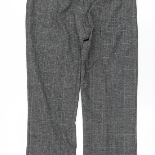 Preworn Womens Grey Plaid Polyester Dress Pants Trousers Size 10 L27 in Regular Zip