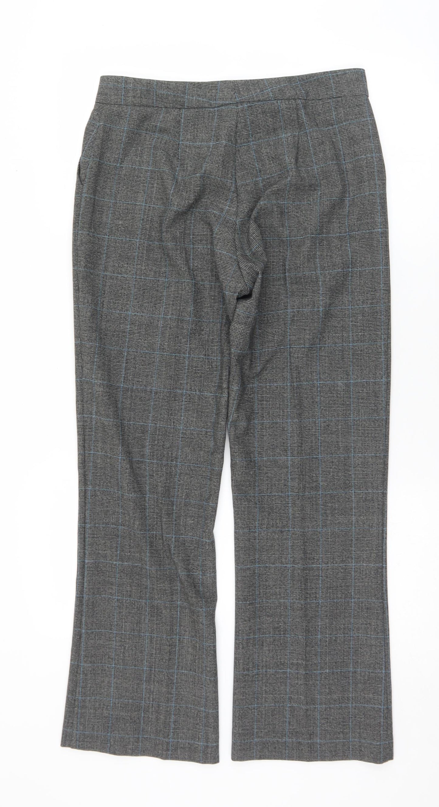 Preworn Womens Grey Plaid Polyester Dress Pants Trousers Size 10 L27 in Regular Zip