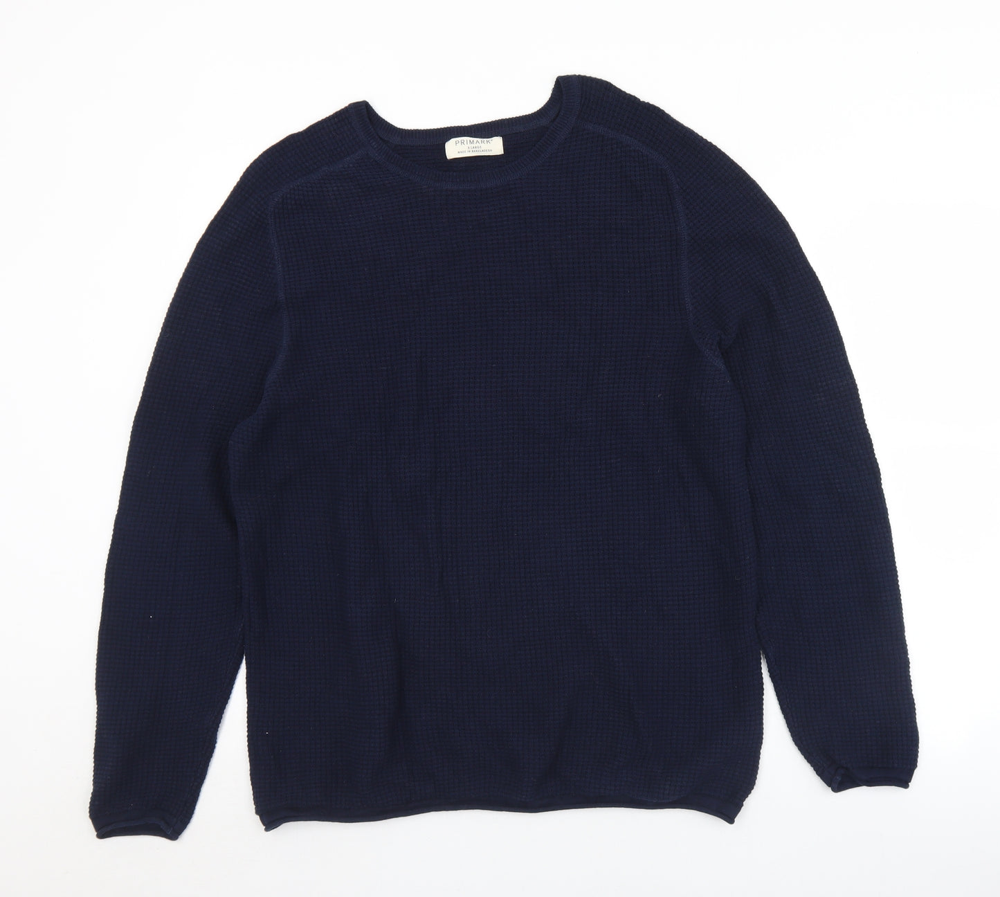 Primark Mens Blue Crew Neck  Cotton Pullover Jumper Size XL