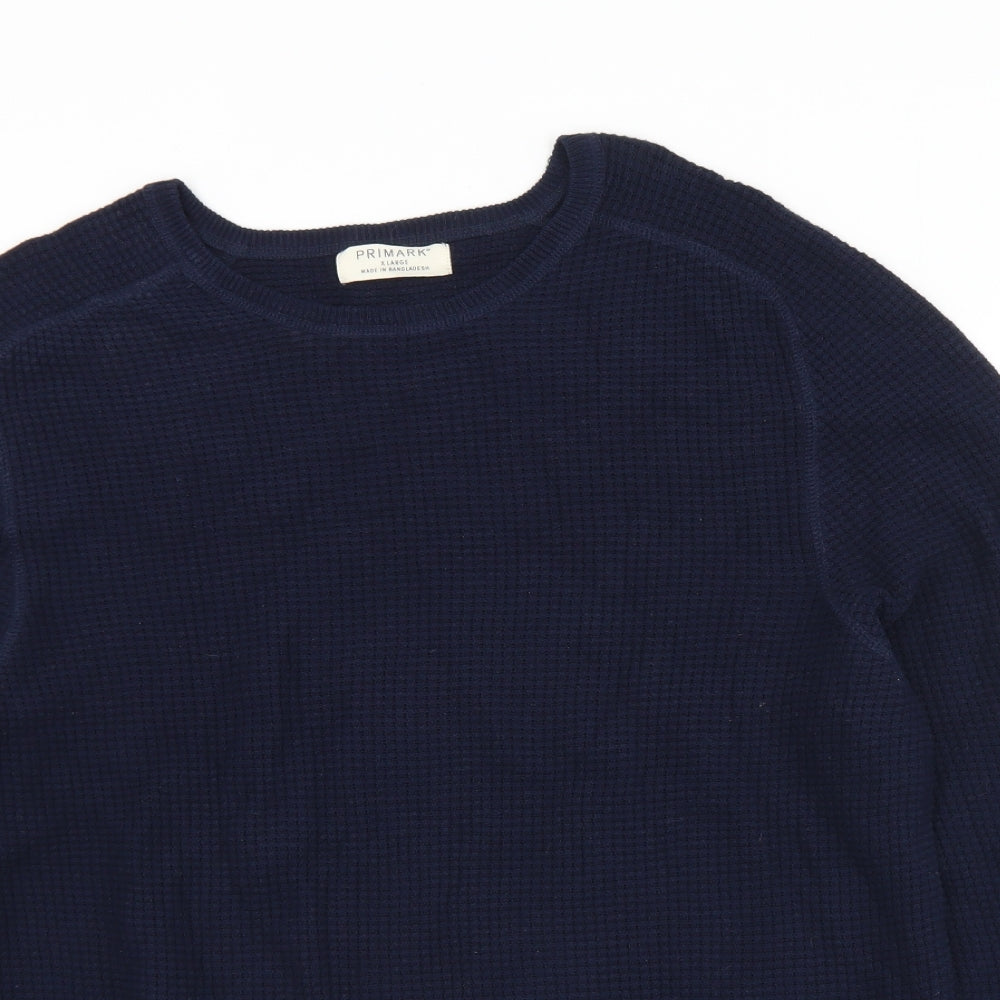Primark Mens Blue Crew Neck  Cotton Pullover Jumper Size XL
