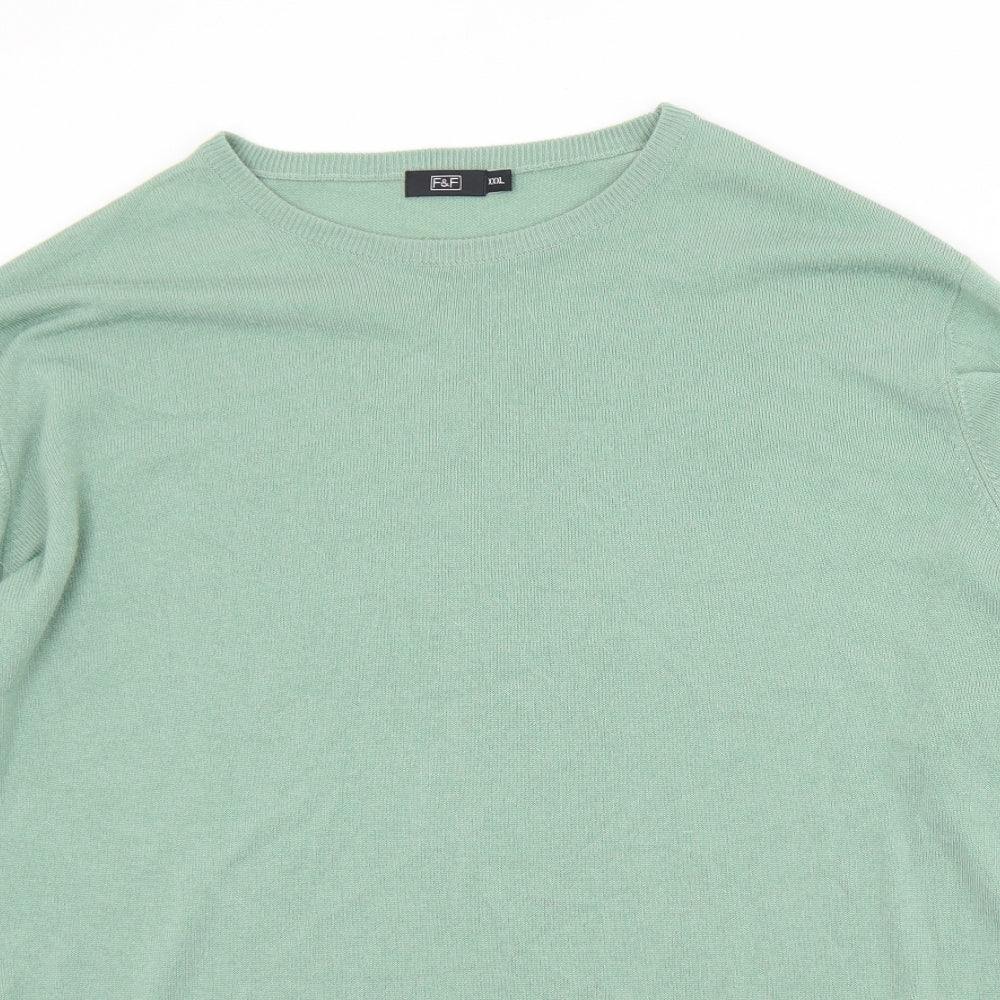 F&F Mens Green Crew Neck  Acrylic Pullover Jumper Size 3XL