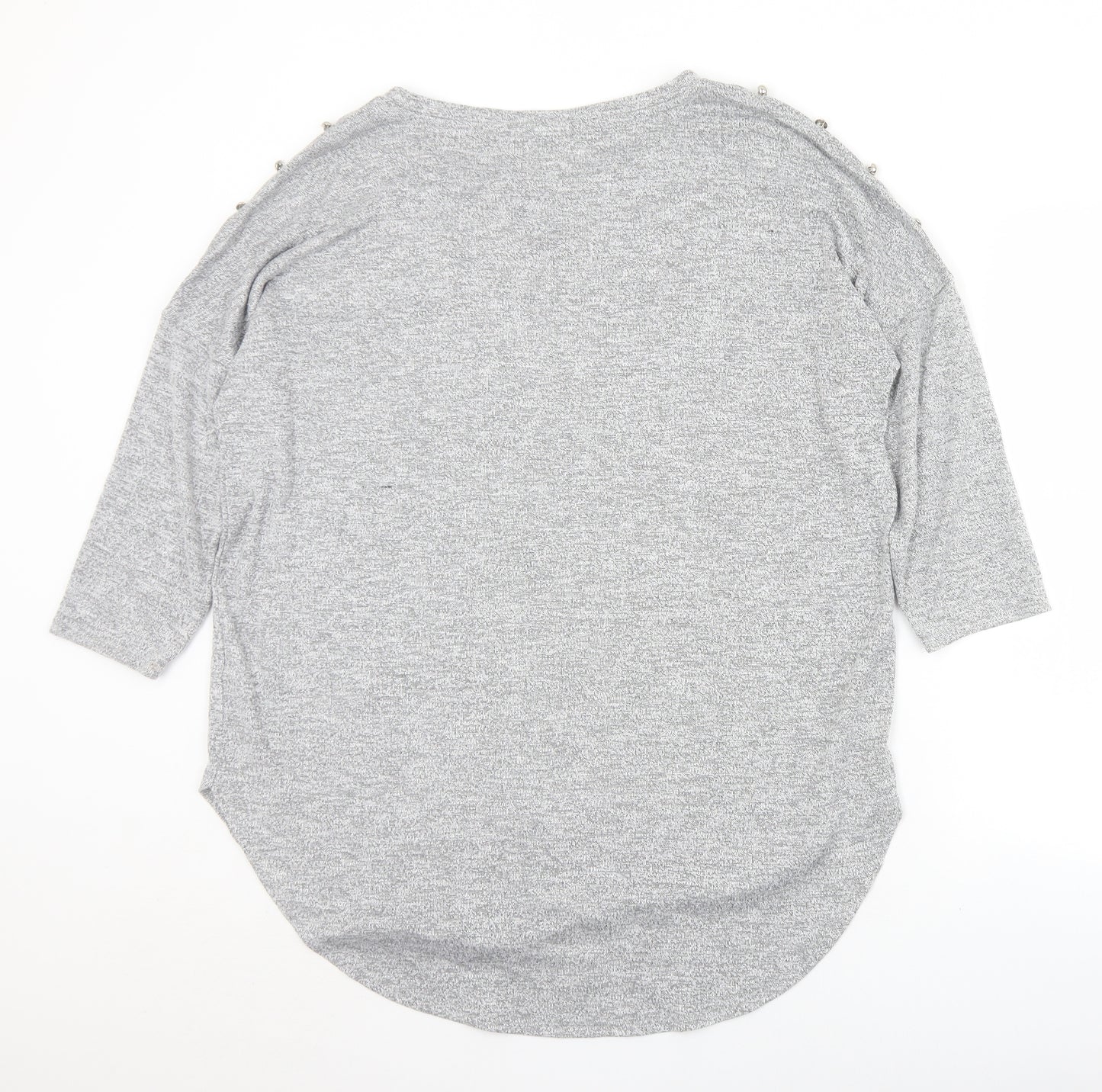 Papaya Womens Grey Round Neck  Viscose Pullover Jumper Size 16