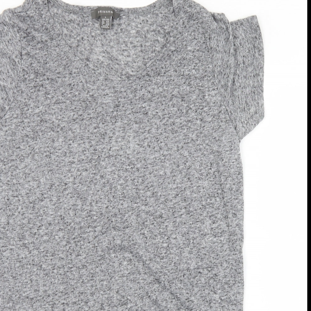 Primark Womens Grey  Polyester Jersey T-Shirt Size 14 Round Neck - 14-16