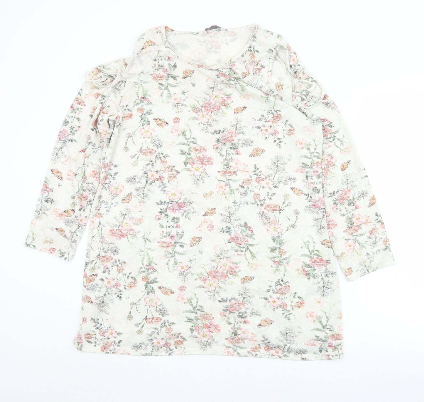 George Womens Multicoloured Round Neck Floral Polyester Pullover Jumper Size 18