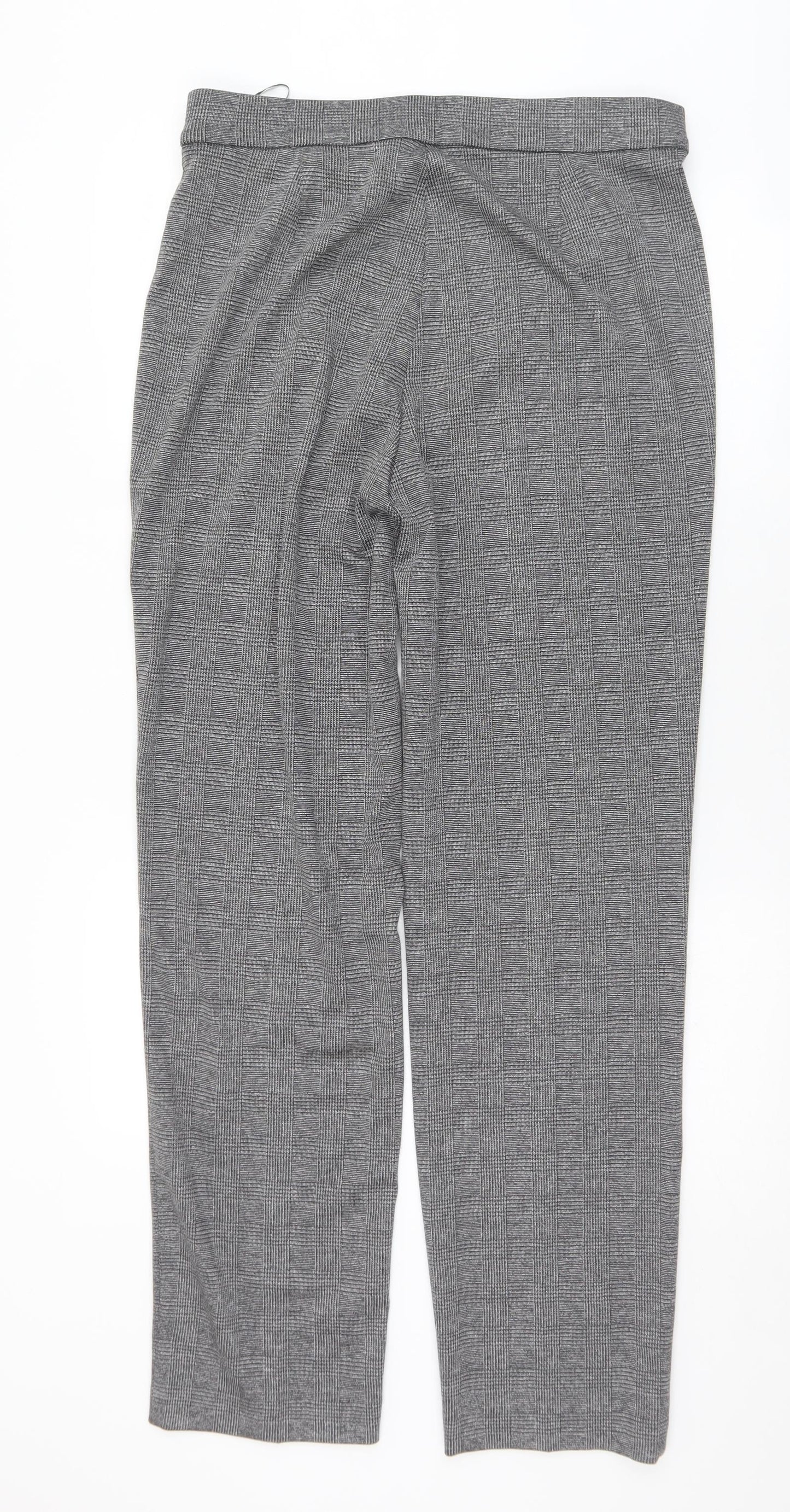Marks and Spencer Womens Grey Check Polyester Dress Pants Trousers Size 14 L33 in Regular