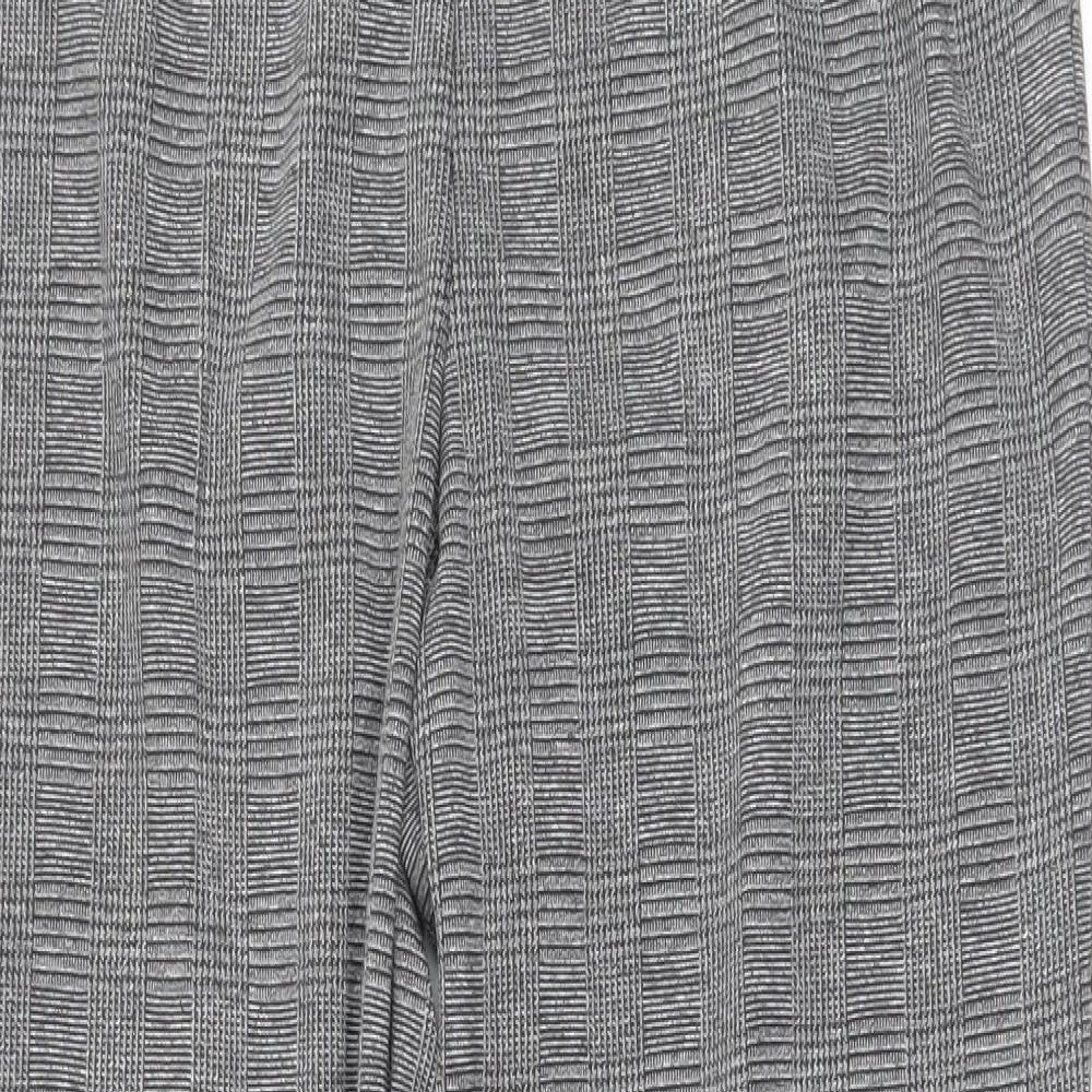 Marks and Spencer Womens Grey Check Polyester Dress Pants Trousers Size 14 L33 in Regular
