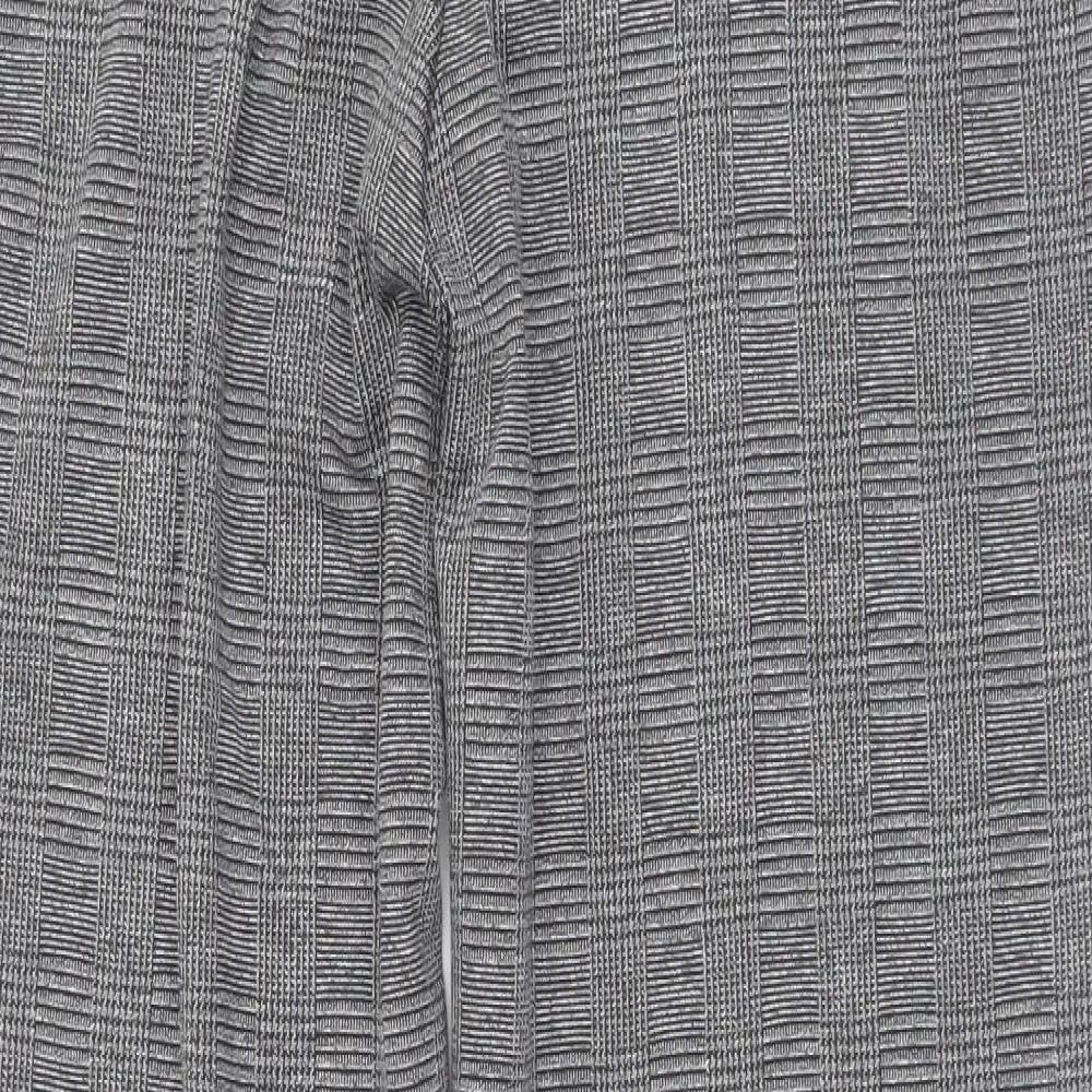 Marks and Spencer Womens Grey Check Polyester Dress Pants Trousers Size 14 L33 in Regular