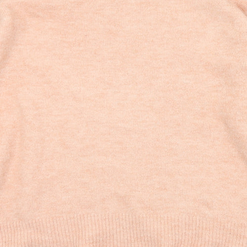 Marks and Spencer Womens Pink Crew Neck Floral Acrylic Pullover Jumper Size L