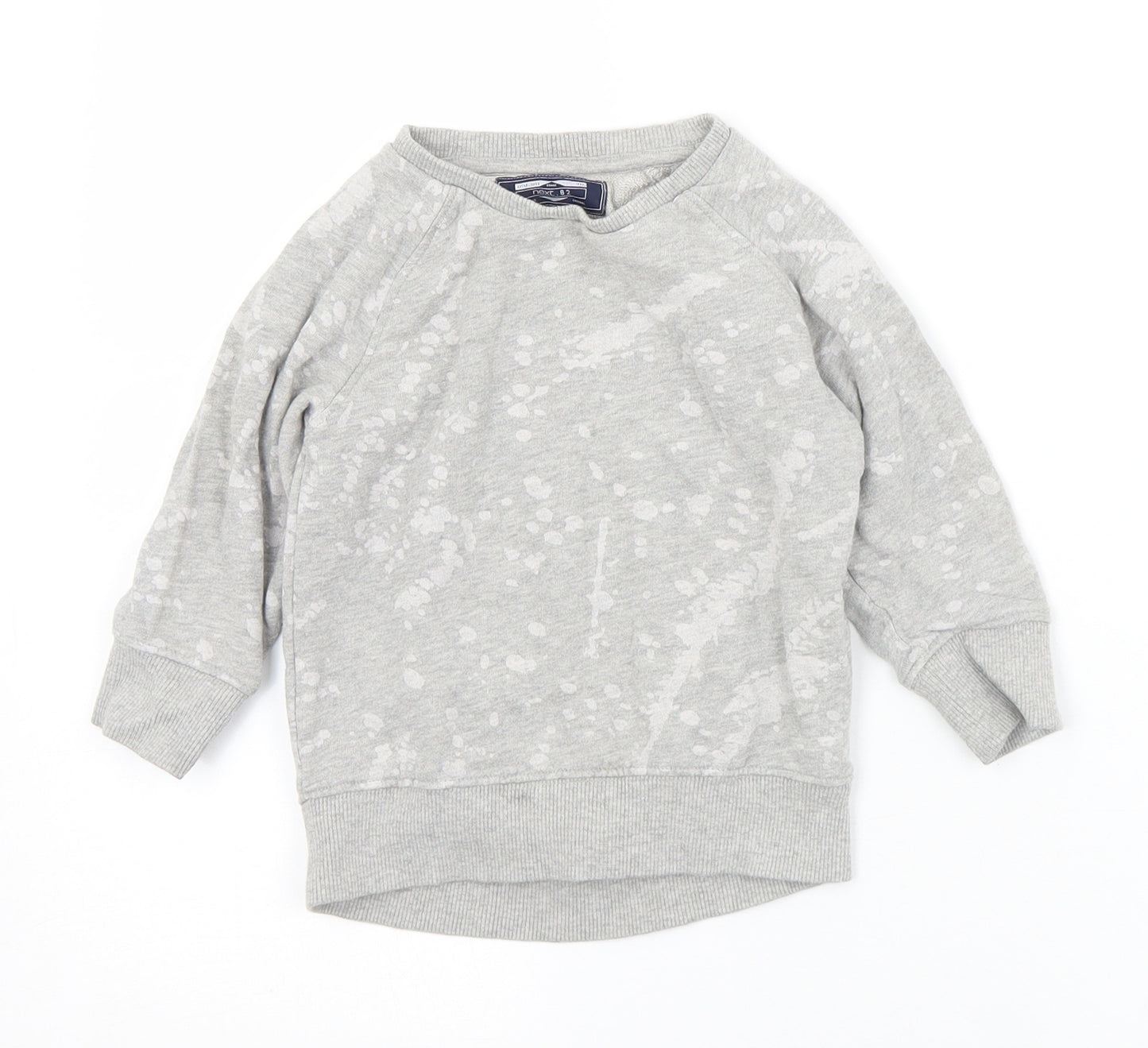 NEXT Boys Grey Geometric Cotton Pullover Jumper Size 12-18 Months   - Distressed effect