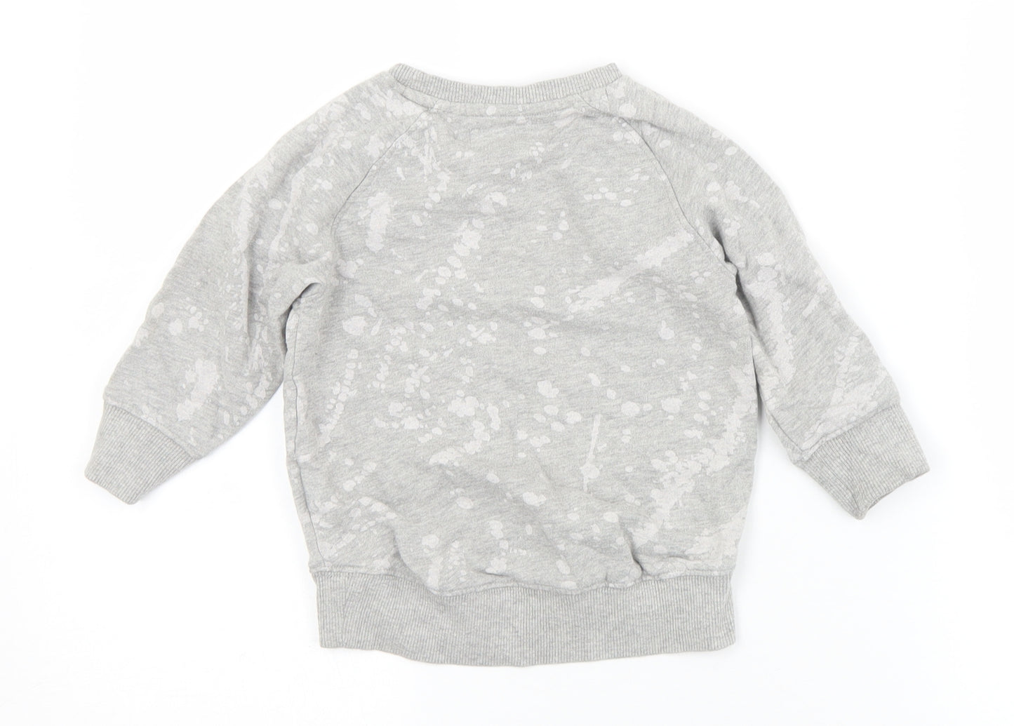 NEXT Boys Grey Geometric Cotton Pullover Jumper Size 12-18 Months   - Distressed effect