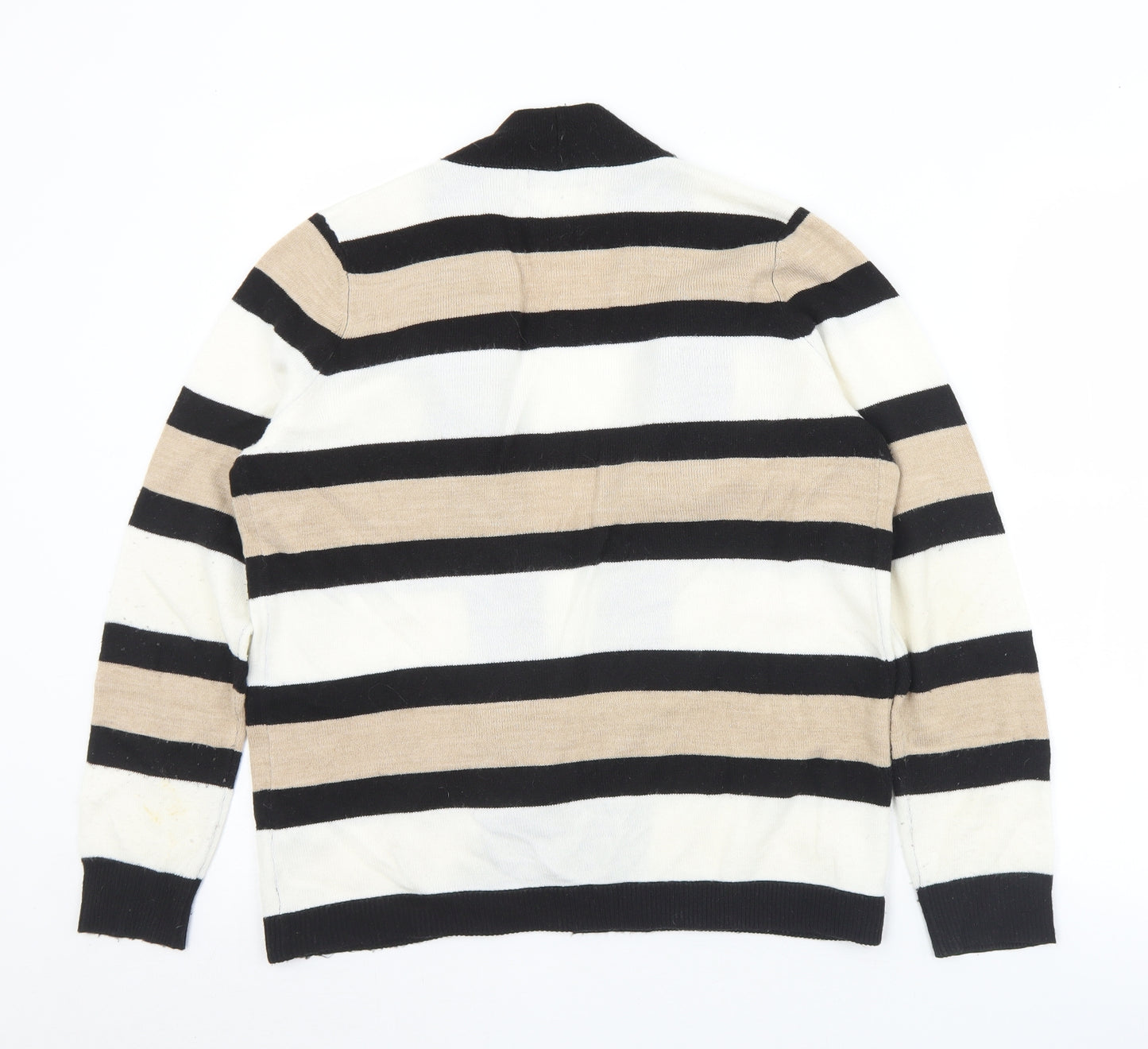 Papaya Womens Multicoloured Collared Striped Acrylic Cardigan Jumper Size 12