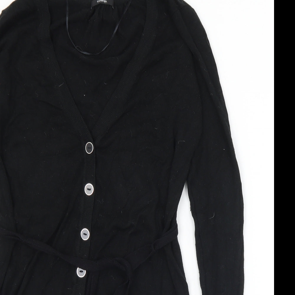 George Womens Black V-Neck  Viscose Cardigan Jumper Size 16