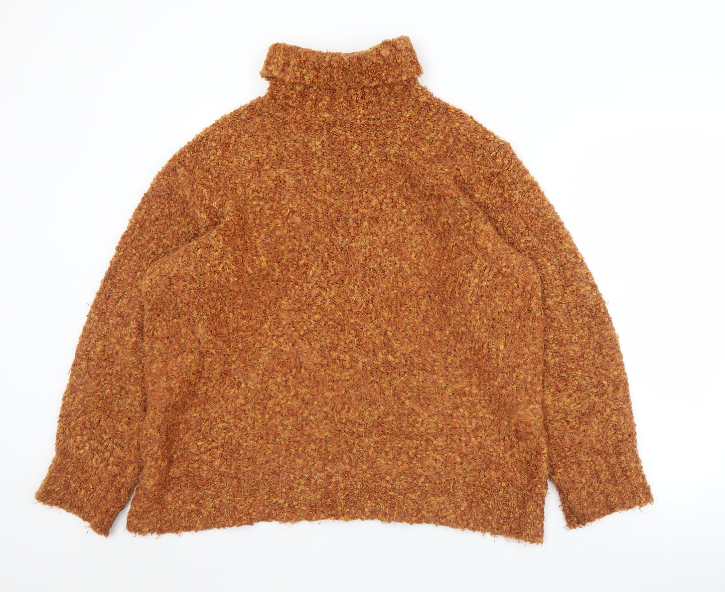 Marks and Spencer Womens Orange Roll Neck  Acrylic Pullover Jumper Size 14