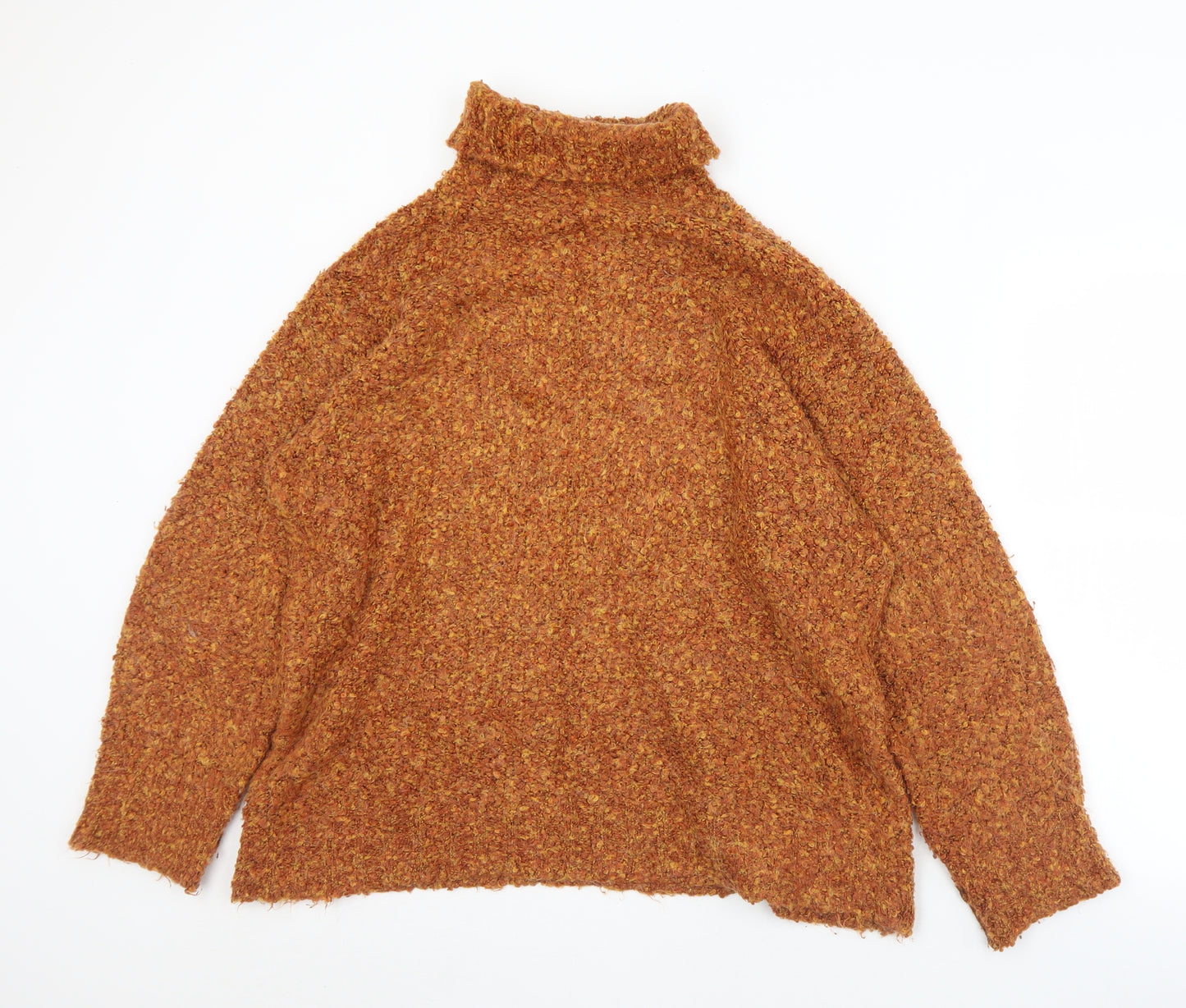 Marks and Spencer Womens Orange Roll Neck  Acrylic Pullover Jumper Size 14