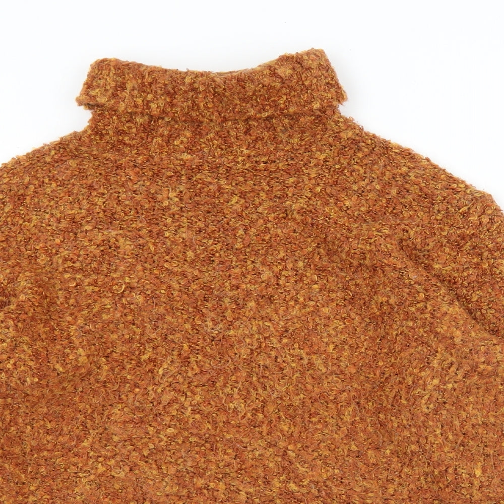 Marks and Spencer Womens Orange Roll Neck  Acrylic Pullover Jumper Size 14