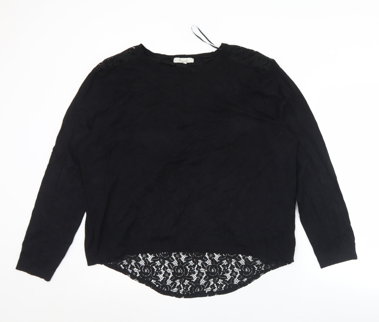 Peacocks Womens Black Crew Neck  Viscose Pullover Jumper Size 20