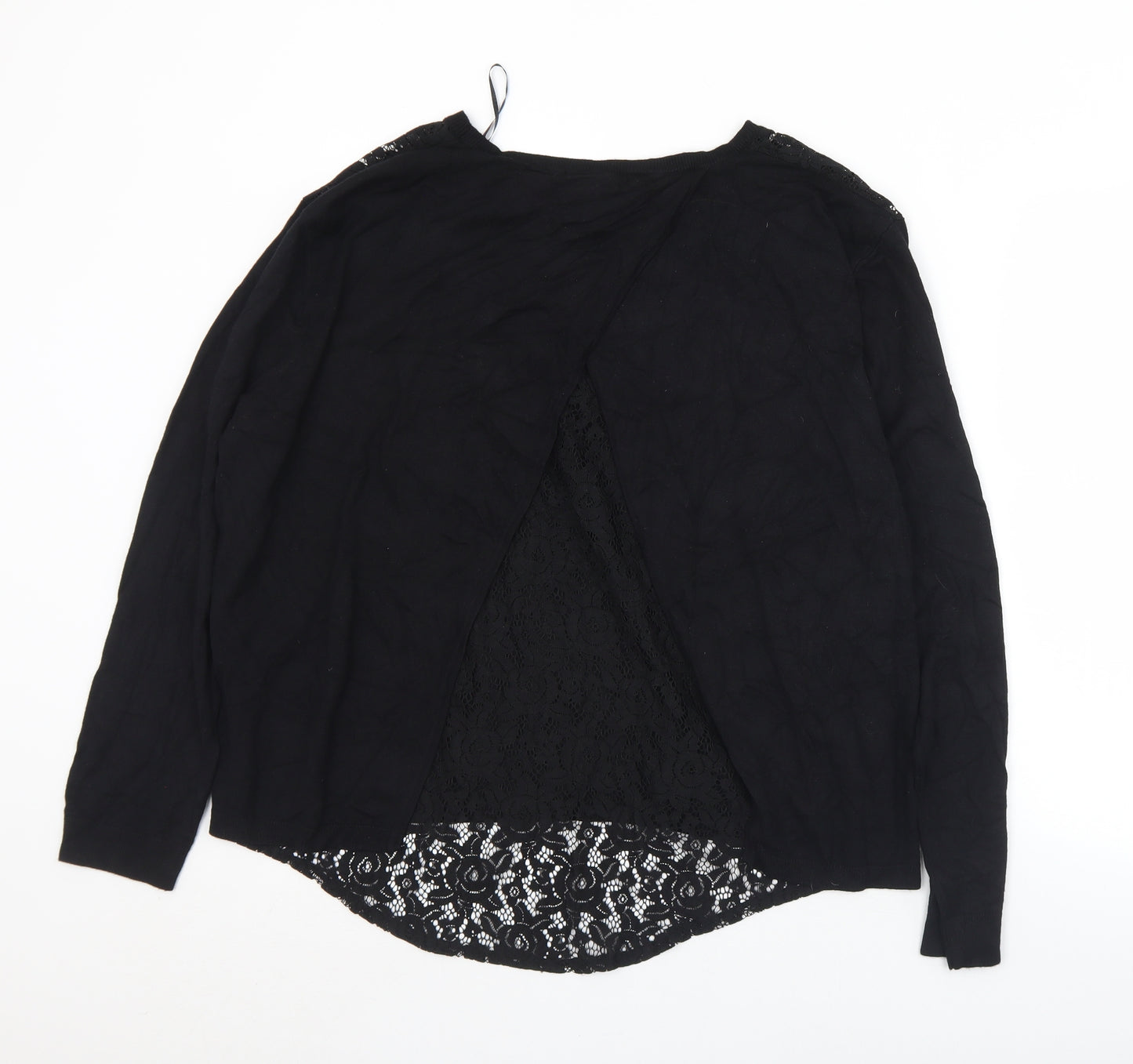 Peacocks Womens Black Crew Neck  Viscose Pullover Jumper Size 20