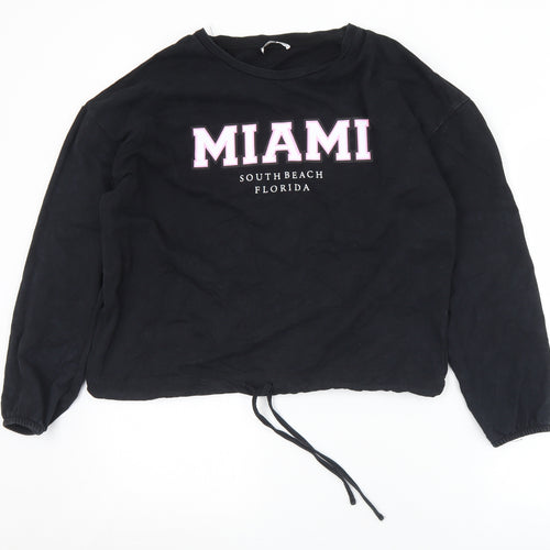 Pep & Co Womens Black  Cotton Pullover Sweatshirt Size 12   - Miami 12-14