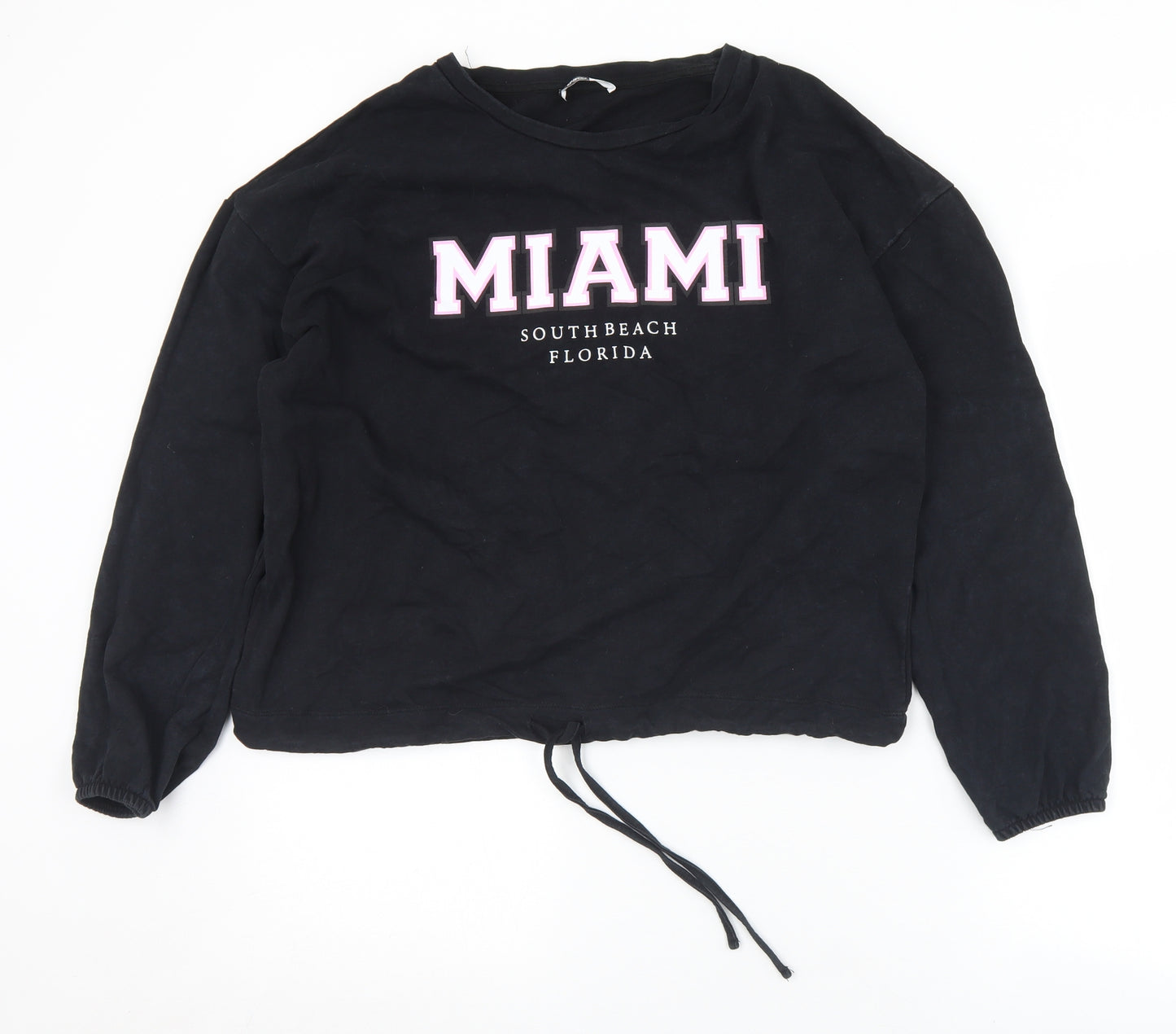 Pep & Co Womens Black  Cotton Pullover Sweatshirt Size 12   - Miami 12-14