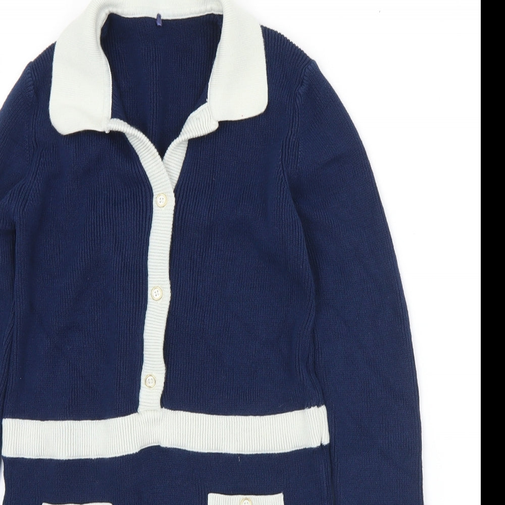 Billie Faiers Girls Blue  Cotton Jumper Dress  Size 7-8 Years  Collared Button