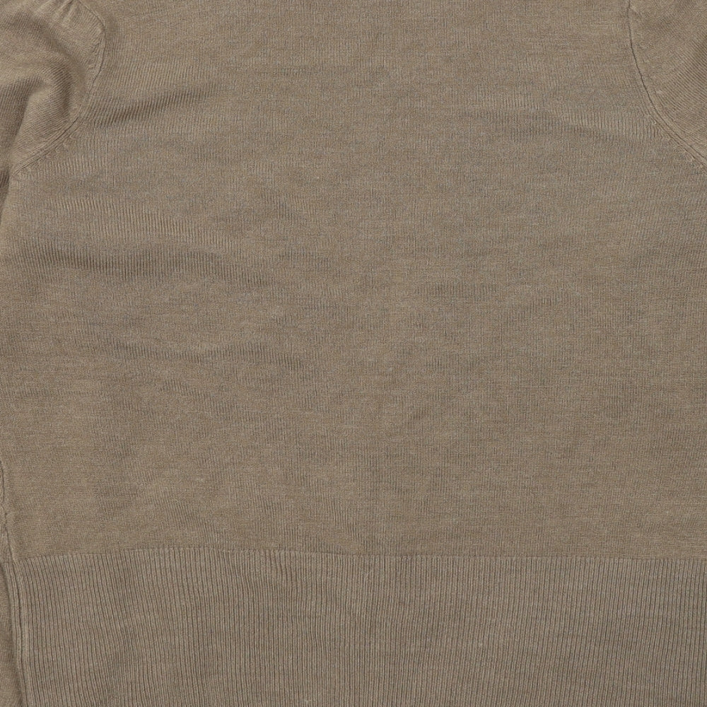 George Womens Beige V-Neck  Acrylic Cardigan Jumper Size 16