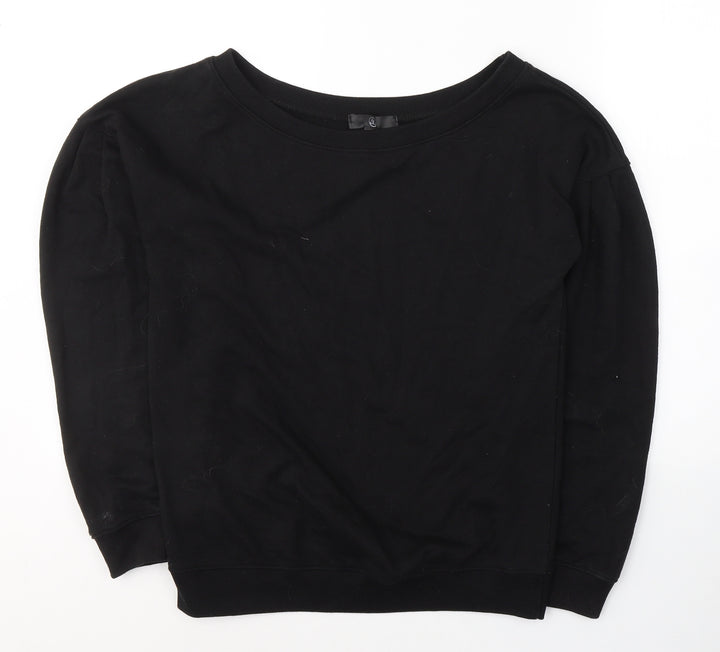 Missguided Womens Black  Cotton Pullover Sweatshirt Size 8  Pullover