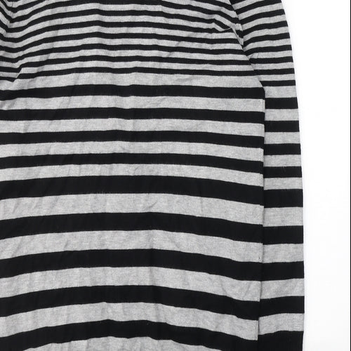 AMARANTO Womens Black V-Neck Striped Viscose Cardigan Jumper Size 16