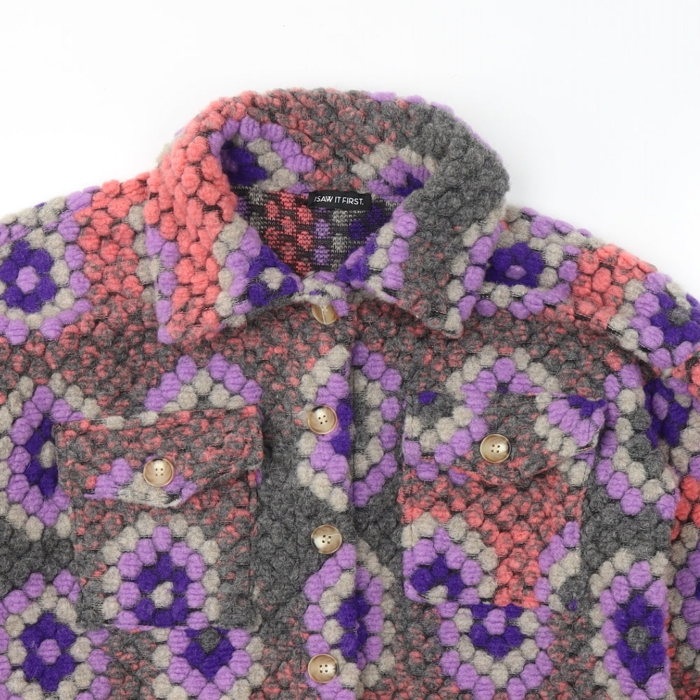 I SAW IT FIRST Womens Multicoloured Floral  Jacket Coatigan Size M  Button - Made in Italy