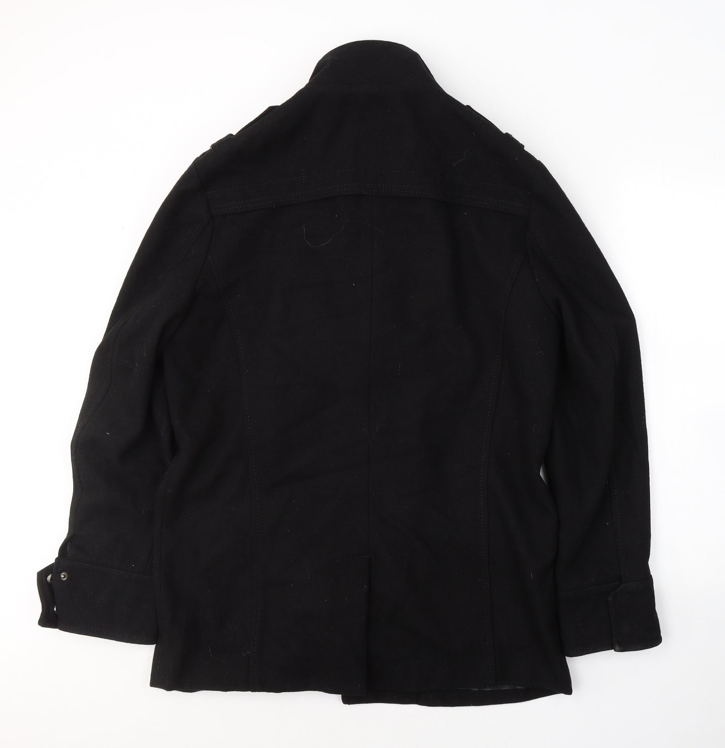 George Mens Black   Pea Coat Coat Size M  Button