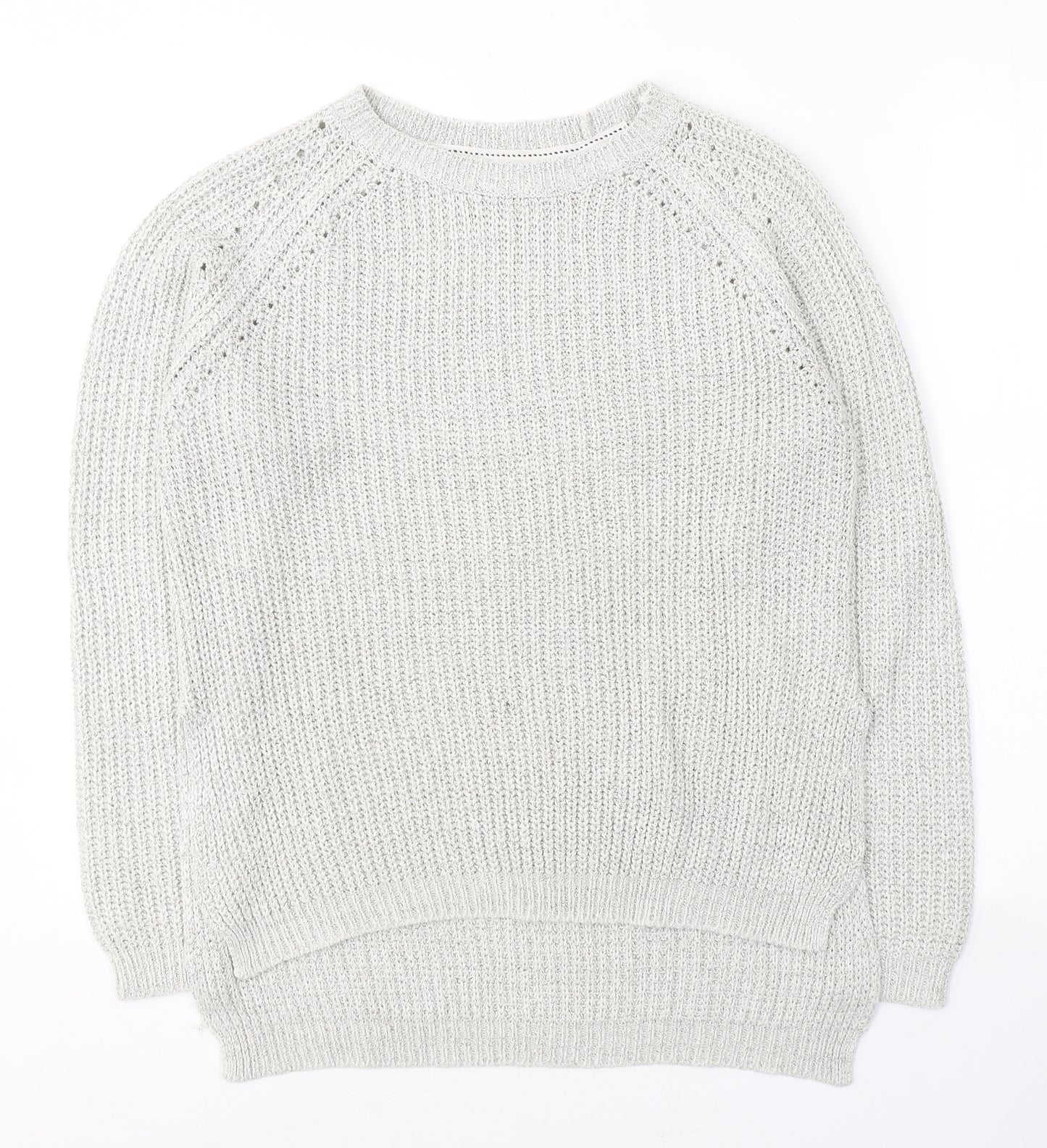 Papaya Womens Grey Round Neck  Acrylic Pullover Jumper Size M