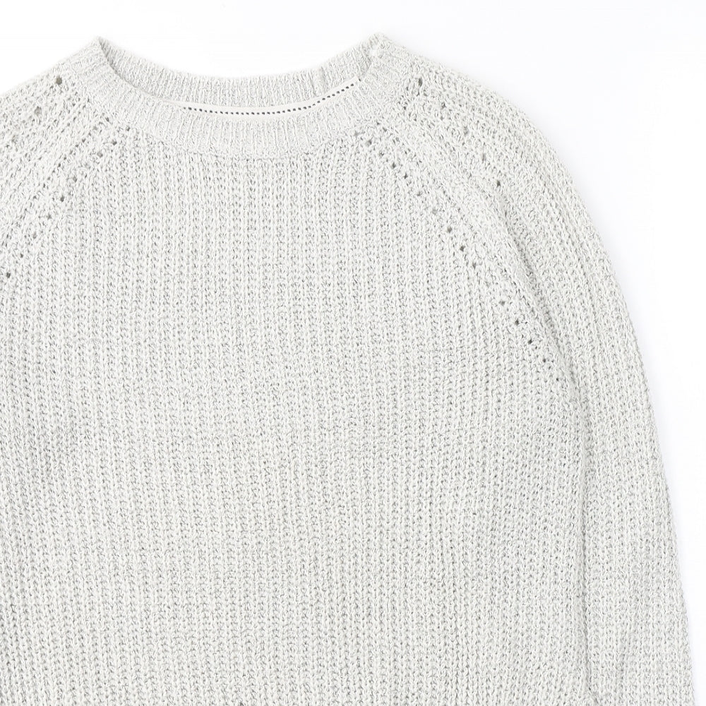 Papaya Womens Grey Round Neck  Acrylic Pullover Jumper Size M