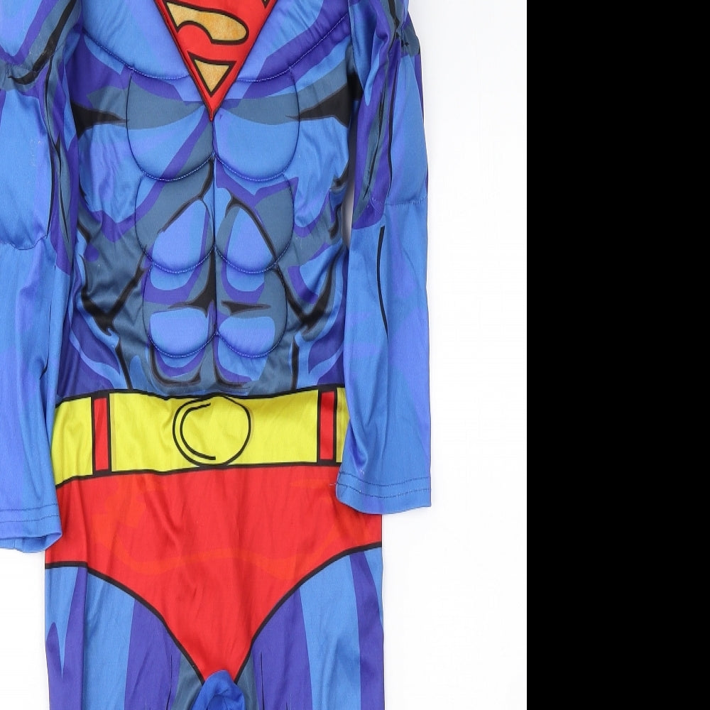 Superman Boys Blue Colourblock Polyester Pullover Casual Size 5-6 Years Round Neck Hook & Eye - superman fancy dress