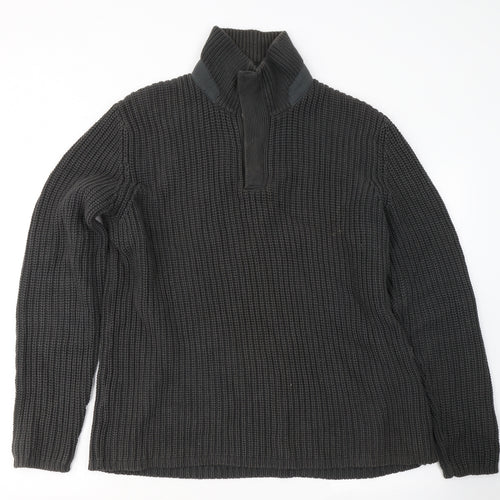 Marks and Spencer Mens Black High Neck  Cotton Pullover Jumper Size M