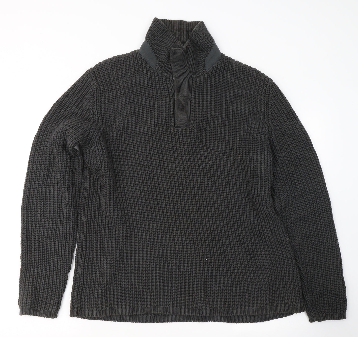 Marks and Spencer Mens Black High Neck  Cotton Pullover Jumper Size M