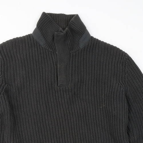 Marks and Spencer Mens Black High Neck  Cotton Pullover Jumper Size M