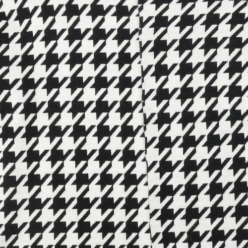 New Collection Womens White Houndstooth Acrylic Basic Blouse Size M Round Neck