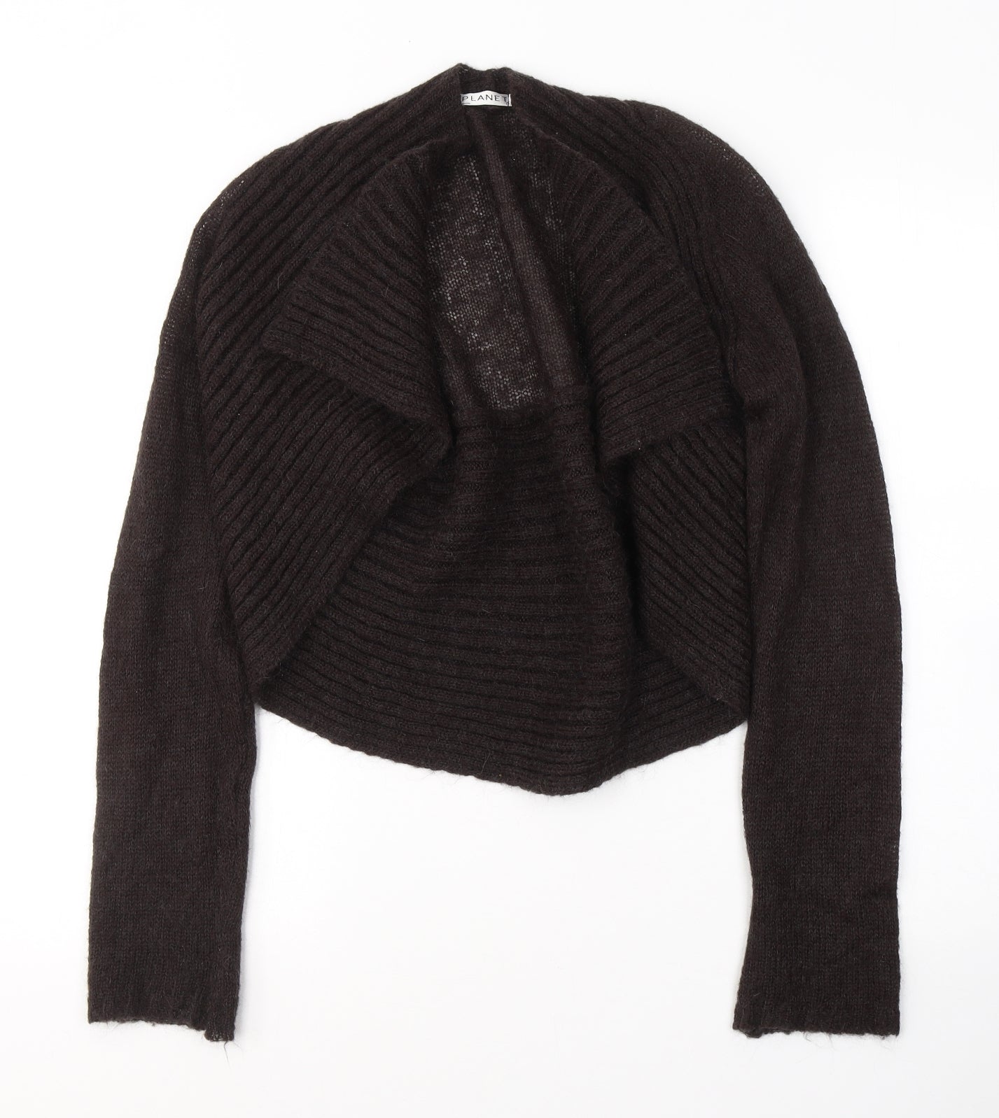 PLANET Womens Brown V-Neck  Polyamide Cardigan Jumper Size S