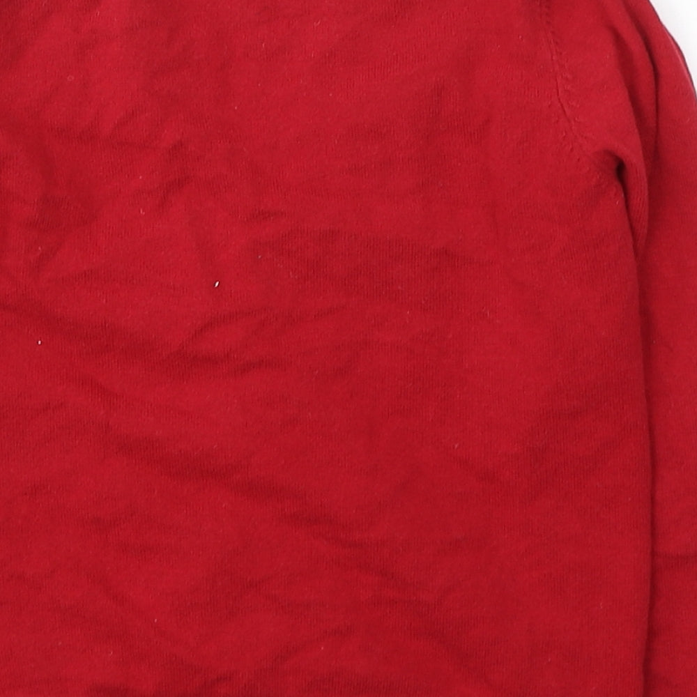 Matalan Girls Red V-Neck  Cotton Cardigan Jumper Size 9 Years  Button