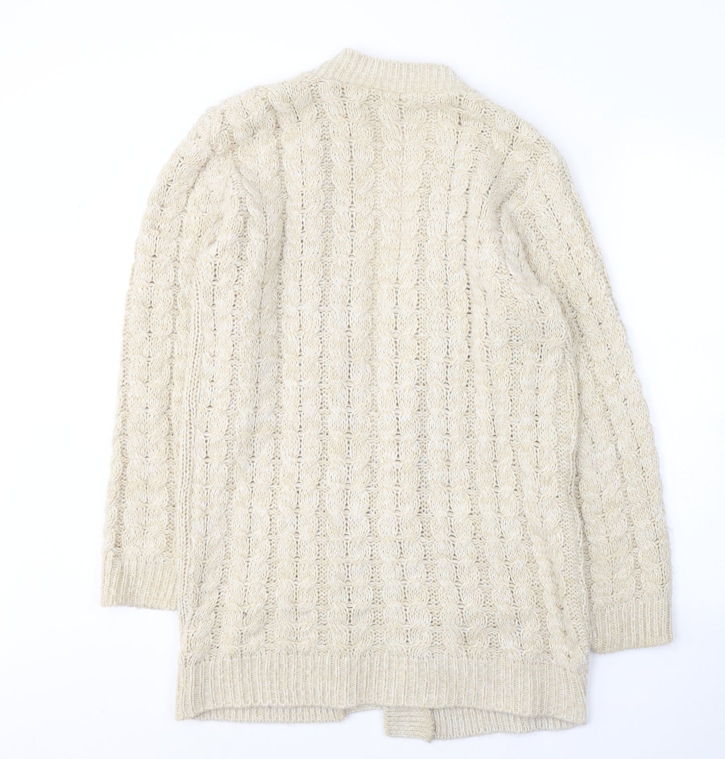 Envy Womens Beige V-Neck  Acrylic Cardigan Jumper Size M