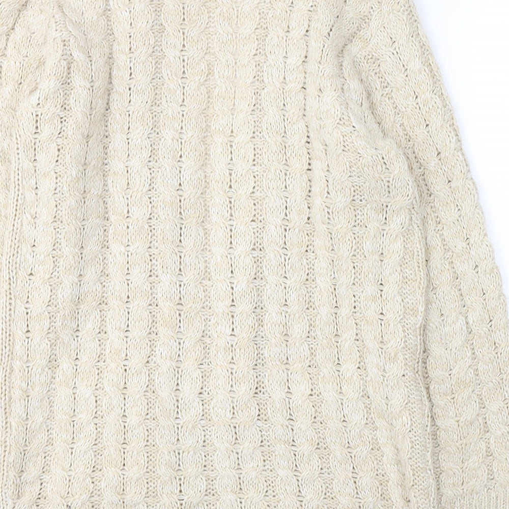 Envy Womens Beige V-Neck  Acrylic Cardigan Jumper Size M