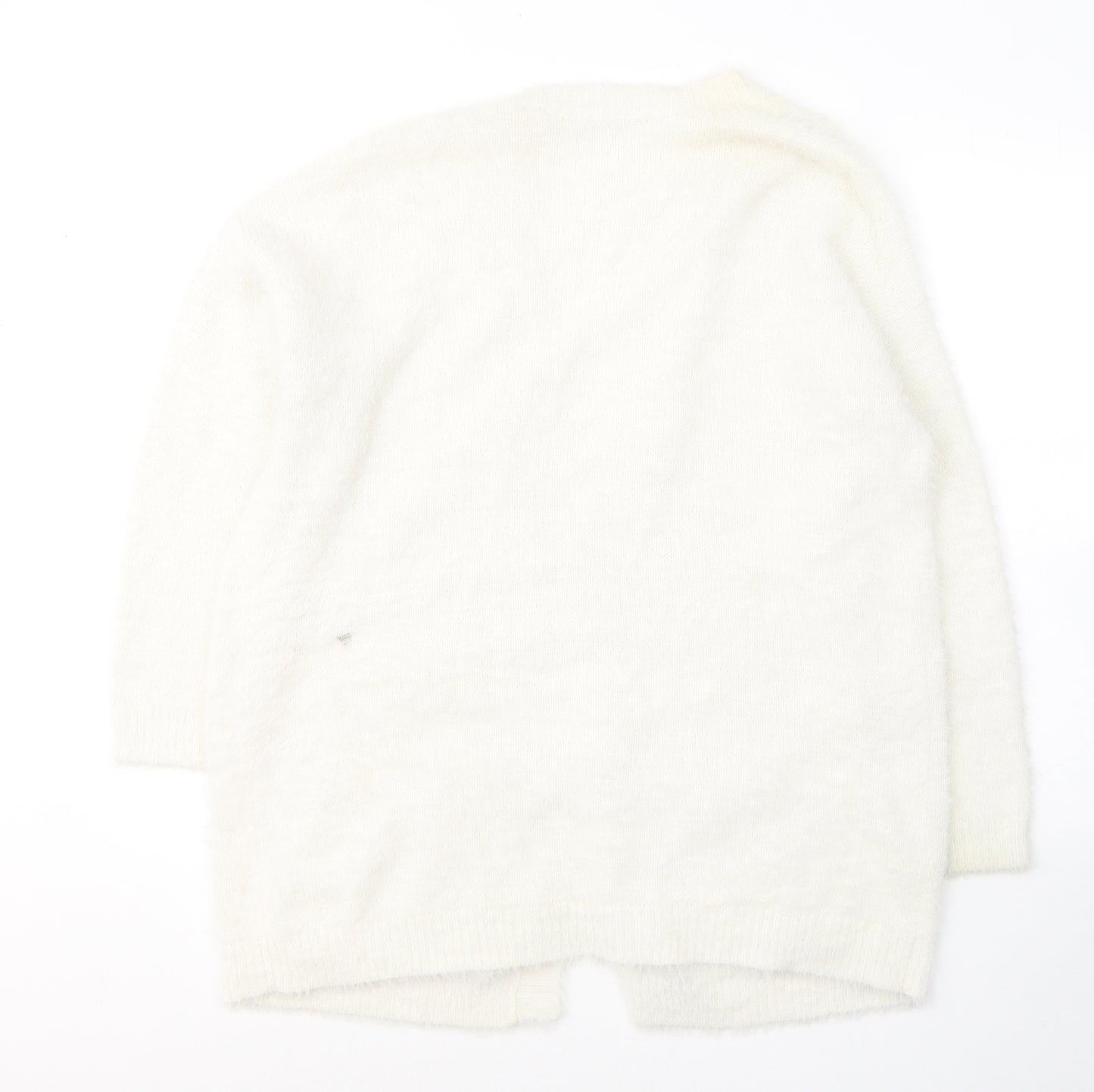George  Womens White V-Neck  Nylon Cardigan Jumper Size 12