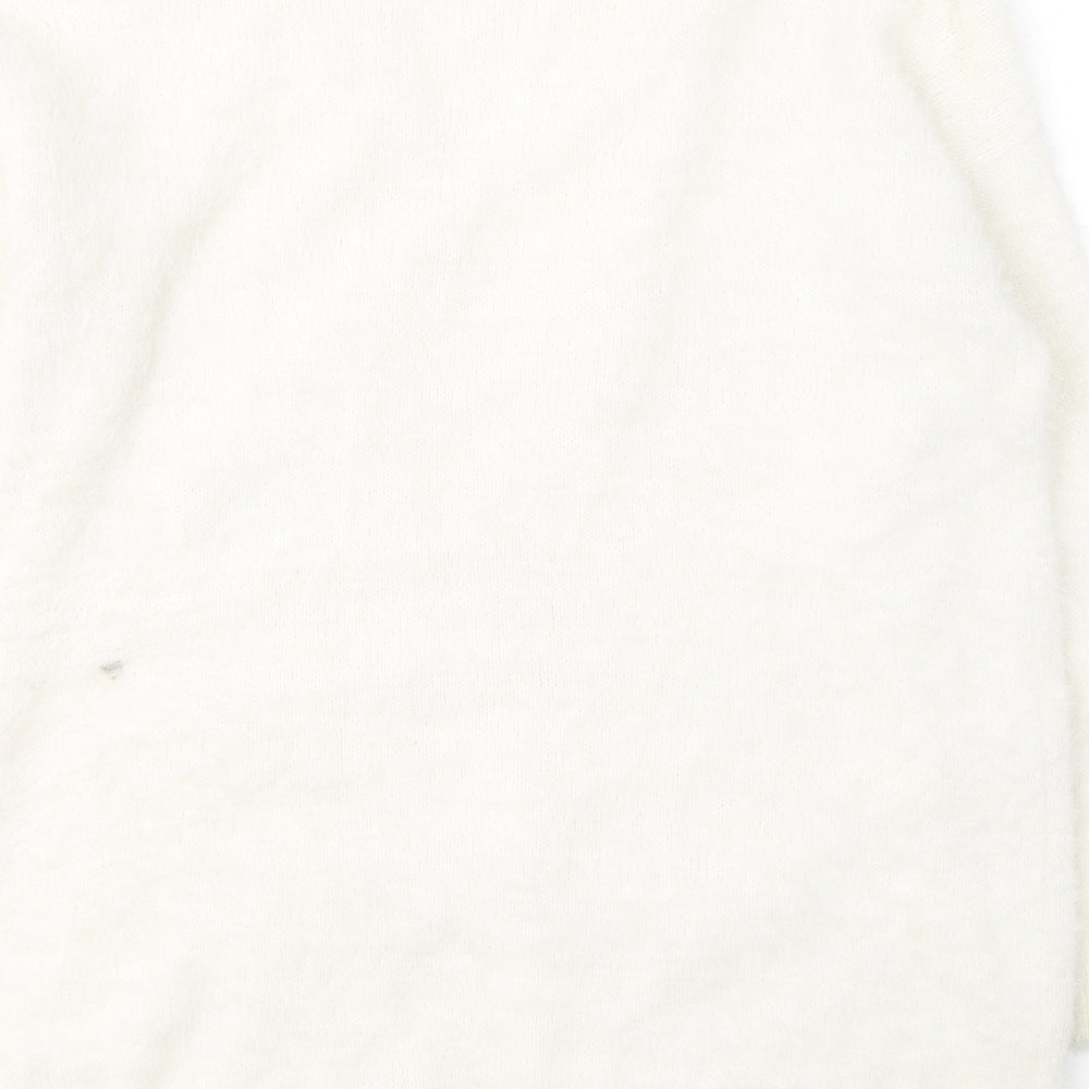 George  Womens White V-Neck  Nylon Cardigan Jumper Size 12