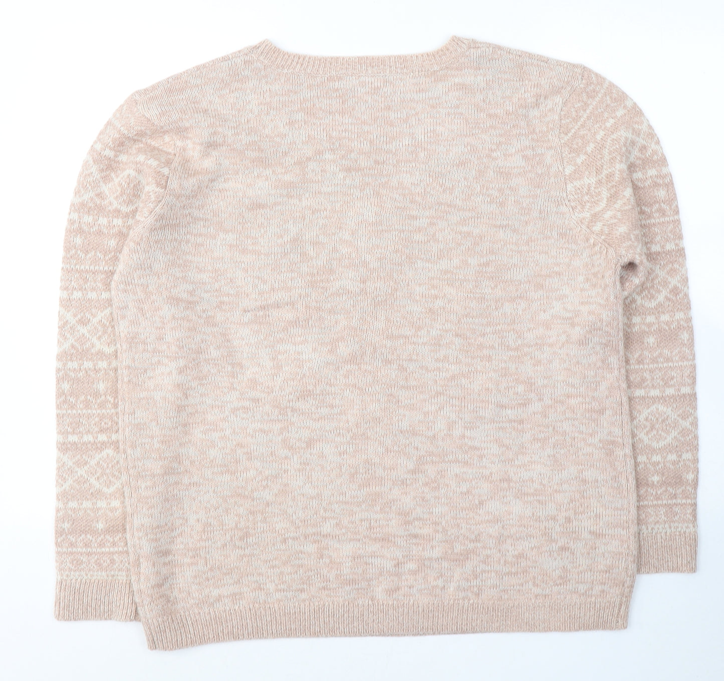 Peacocks Womens Pink Round Neck  Acrylic Pullover Jumper Size L   - Snowflake