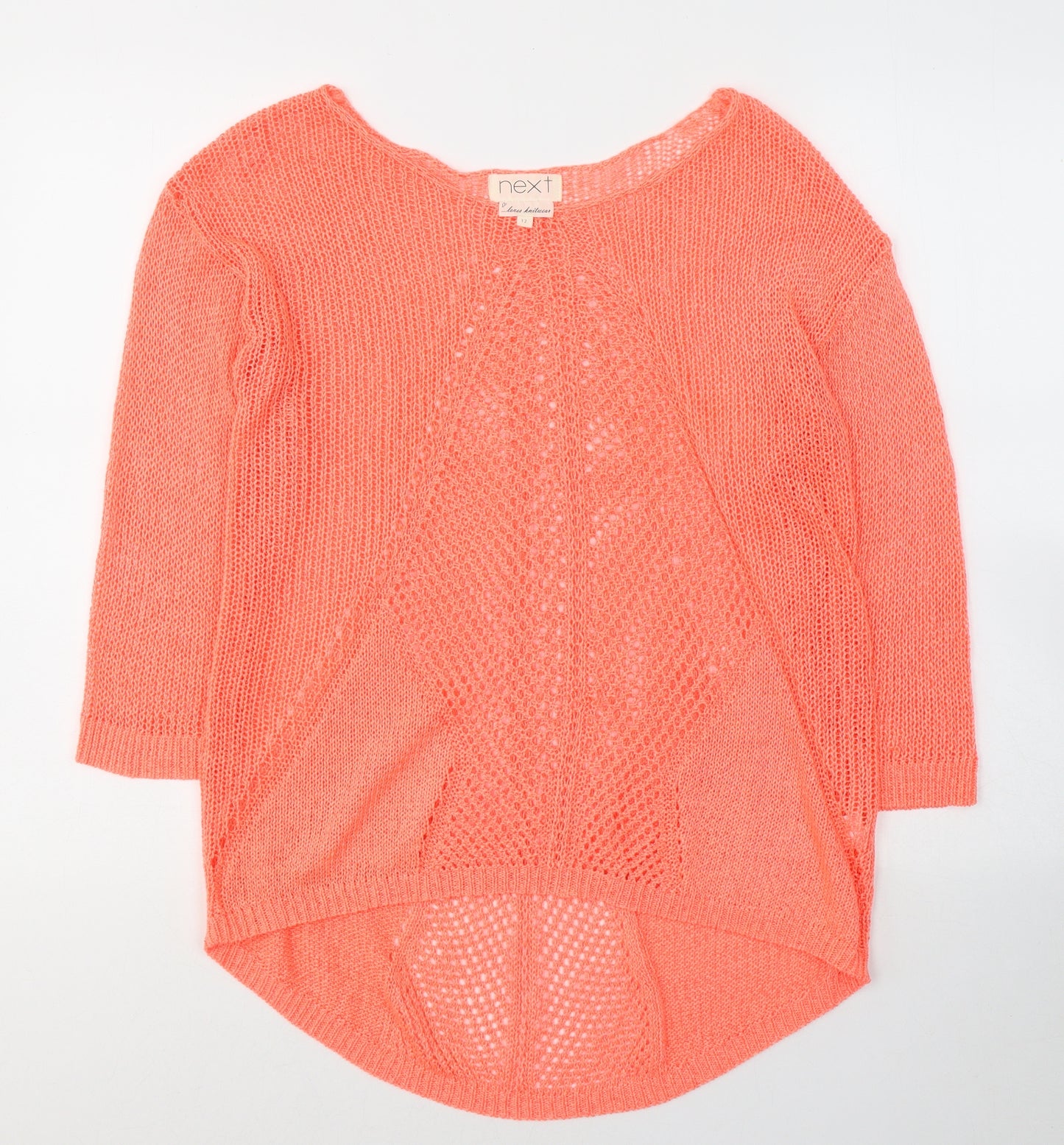 NEXT Womens Pink Round Neck  Acrylic Pullover Jumper Size 12   - Neon Pink